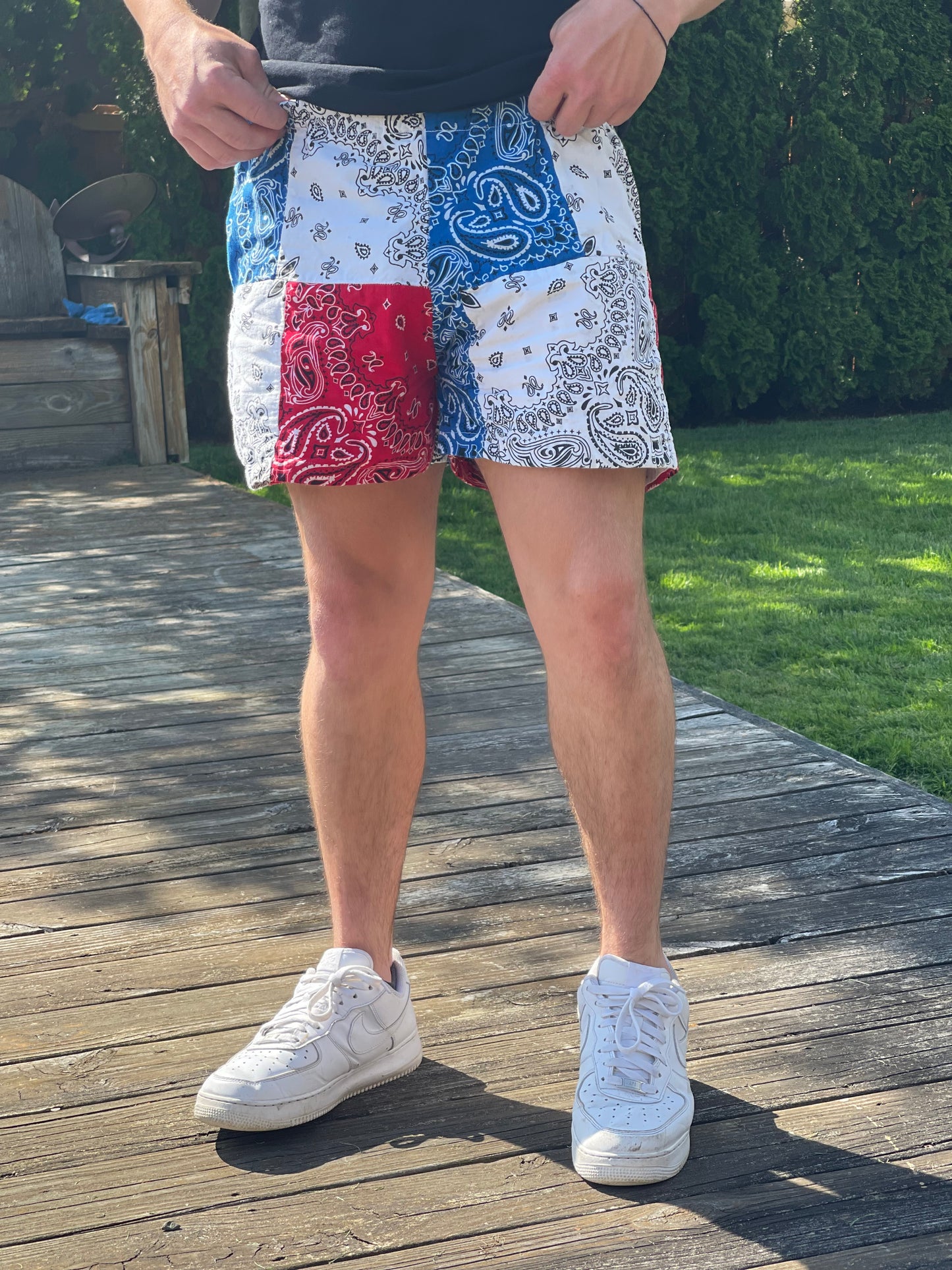 Red white & blue bandana shorts