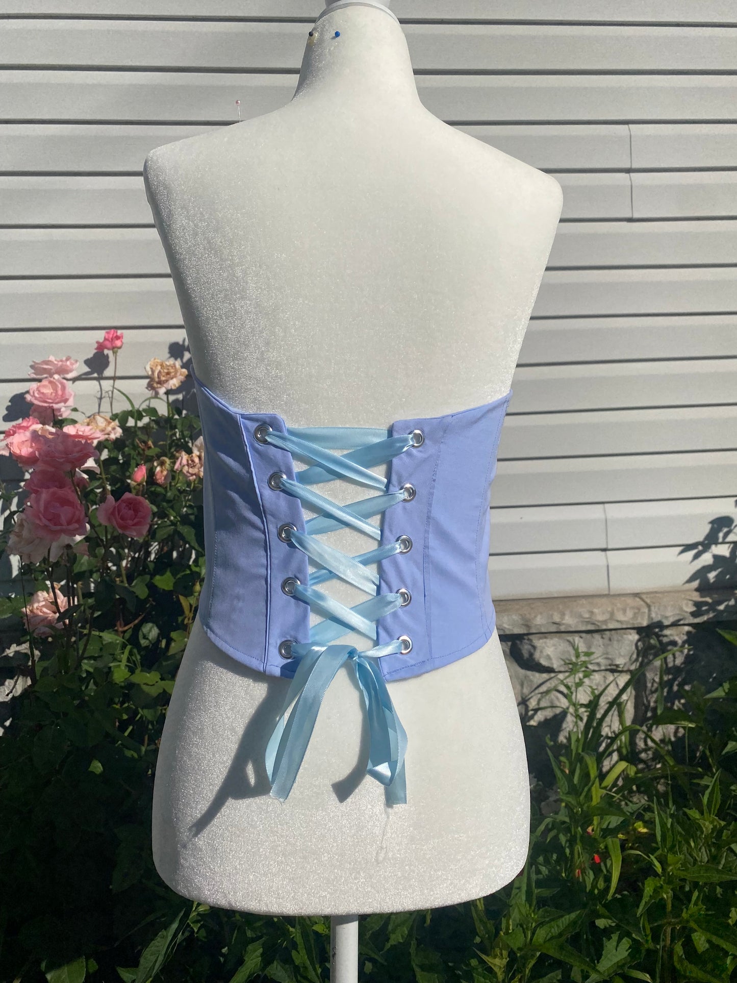 Blue sleeveless corset